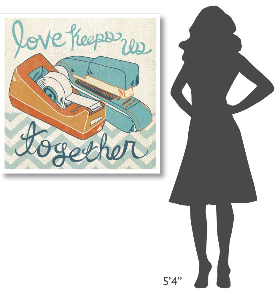 "Love Keeps Us Together Orange" Digital Paper Print by Mary Urban, 38"x38"