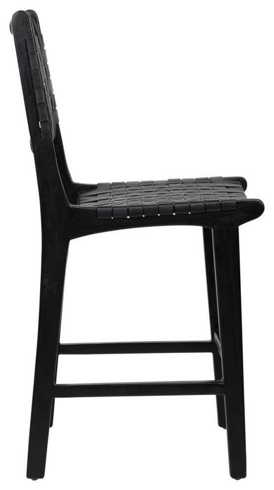 Black Leather Strap Counter Stool
