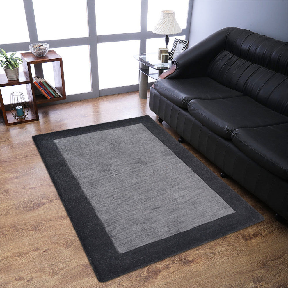 HAND TUFTED WOOL ECO-FRIENDLY AREA RUGS-Charcoal&Black Color,Contemporary