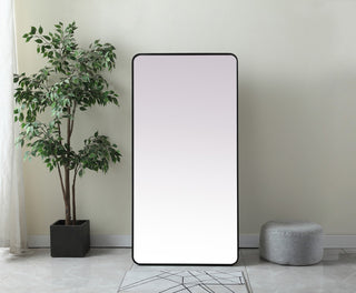Soft Corner Metal Rectangle Full Length Mirror 30X60 Inch, Black