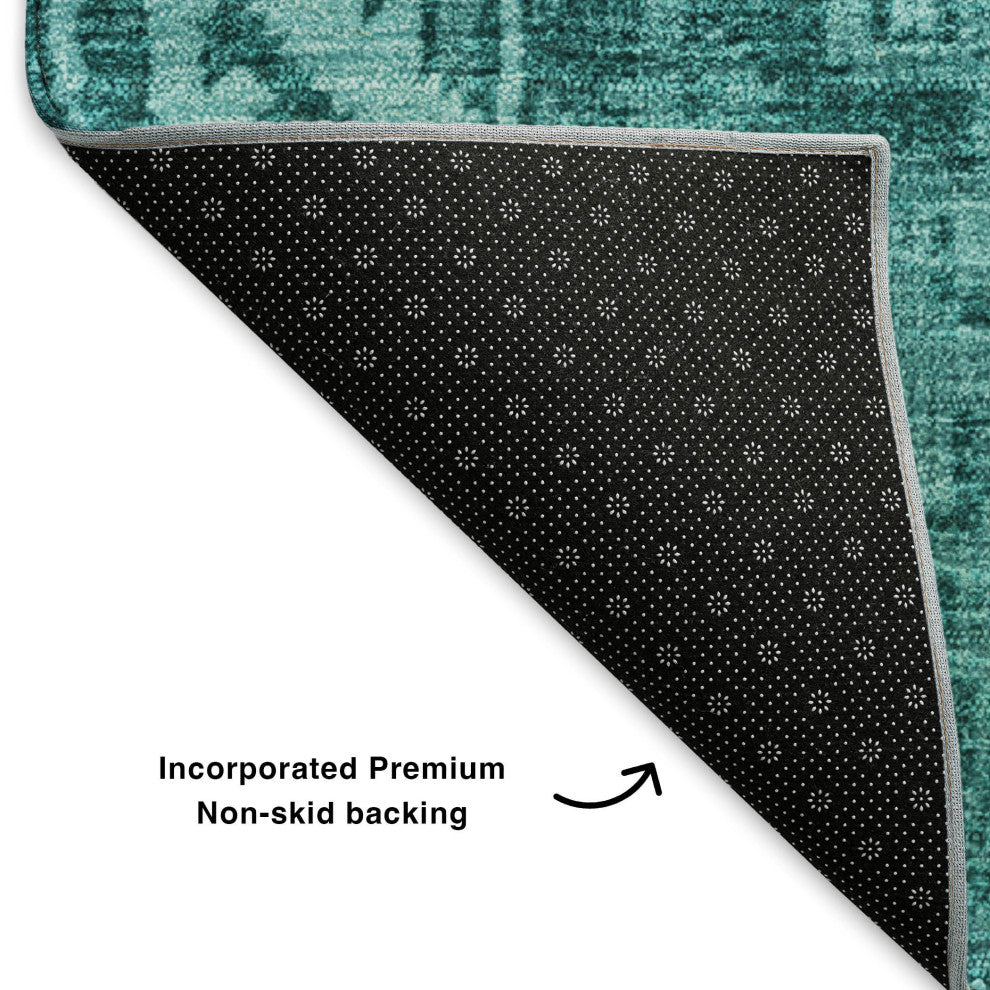 Premium Machine Washable Mayfield AMF635 Turquoise 3' x 5' Rug