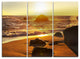 Glowing Waters of Seashore, Modern Beach Metal Wall Art, 36x28, 3 Panels