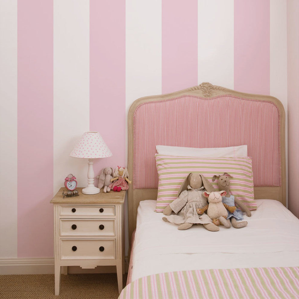 Vertical Stripe Bold Peel and Stick Vinyl Wallpaper , Pink, 24"w X 108"h