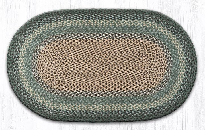 Earth Rugs C-13 Dark Green Oval Braided Rug 27" x 45"