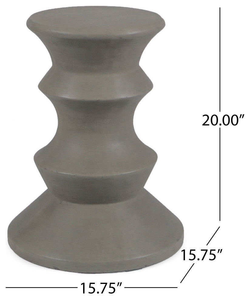 GDF Studio Alfreda Indoor 22" Light-Weight Concrete Side Table, Light Gray