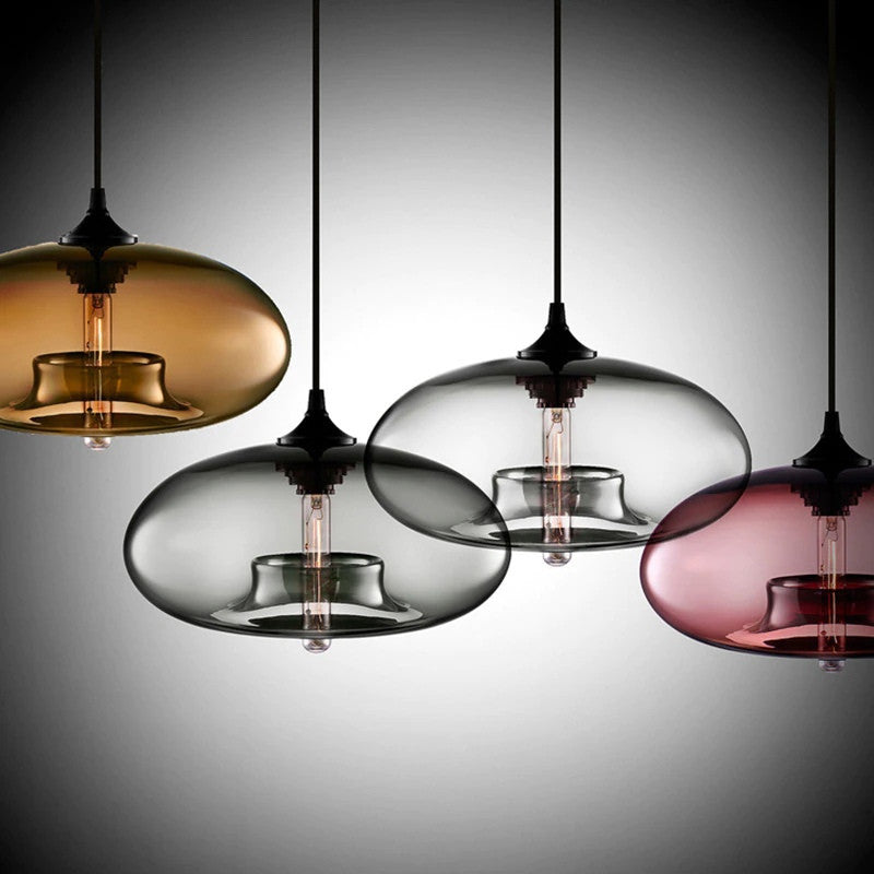 MIRODEMIÂ® Tourrettes-sur-Loup Loft Glass Pendant Lamp, Wine Red