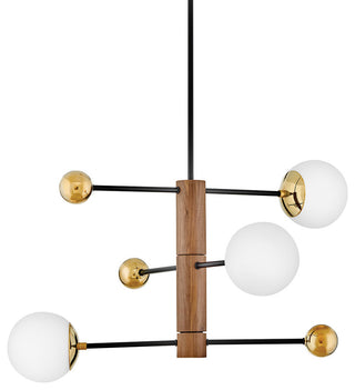 Lark 83573 Auggie 3 Light 31"W Abstract Chandelier - Bright Brass / Walnut