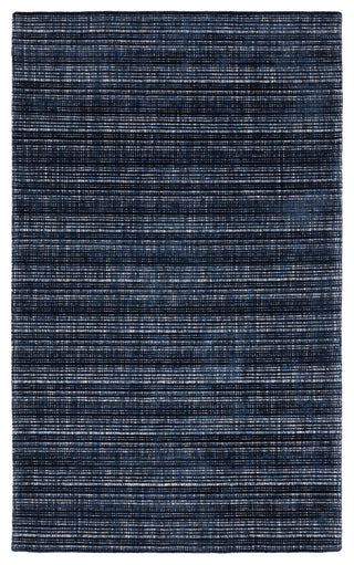 Cayden Textural Stripe Wool Blend Navy/ Blue Hand-tufted Rug 8' x 10'