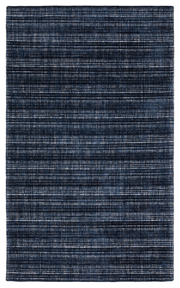 Cayden Textural Stripe Wool Blend Navy/ Blue Hand-tufted Rug 8' x 10'