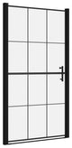vidaXL Shower Door Bathroom Shower Enclosure Tempered Glass 39.4"x70.1" Black