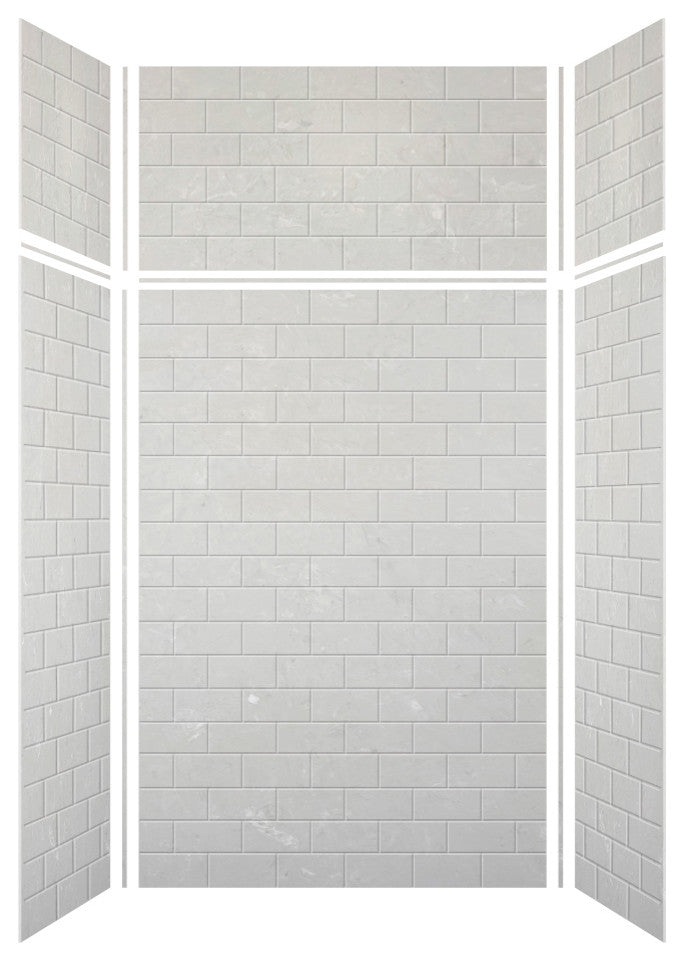 Transolid SaraMar 48"x36"x96" 6-Piece Shower Wall Kit with Extension, Lunar