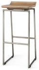 Givens Light Brown Solid Wood with Silver Metal Frame Bar Stool