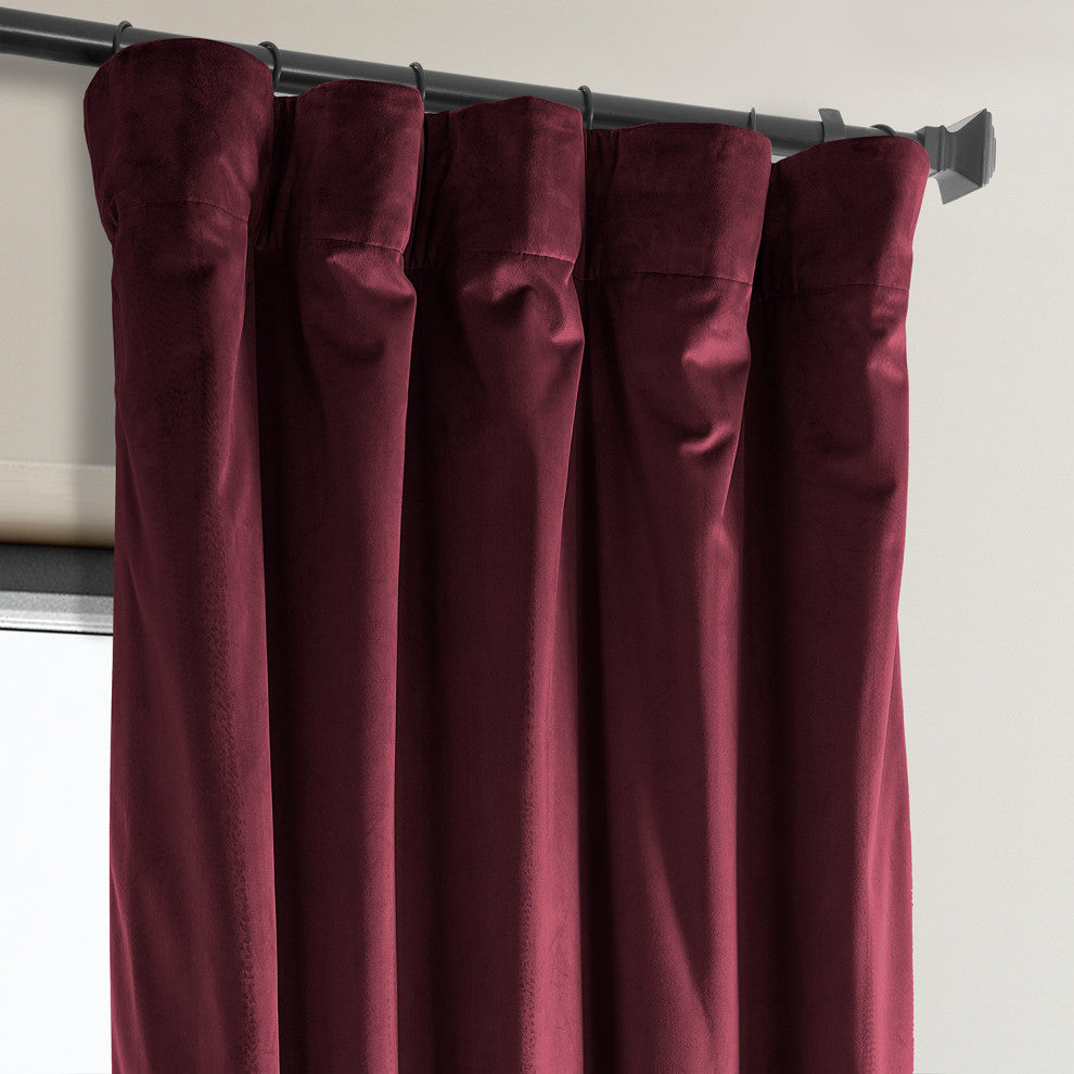 Heritage Plush Velvet Curtain Single Panel, Dark Merlot, 50"x96"