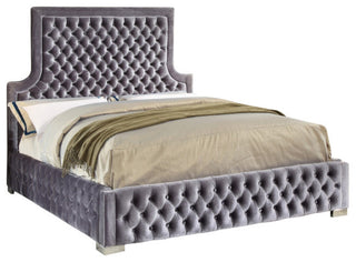 Sedona Velvet Upholstered Bed, Gray, King