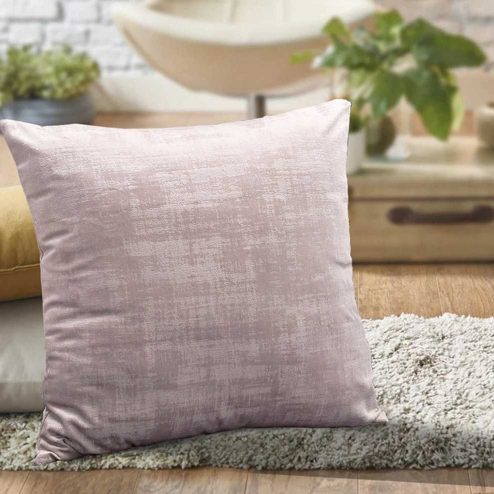 Serenta Textured Velvet Pillow Shell, Set of 4, Softpink