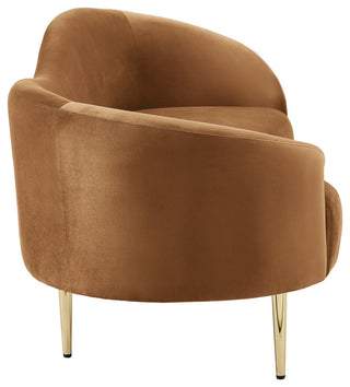 Ritz Velvet Upholstered Sofa, Saddle