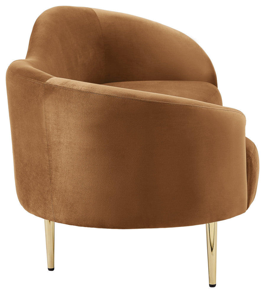 Ritz Velvet Upholstered Sofa, Saddle