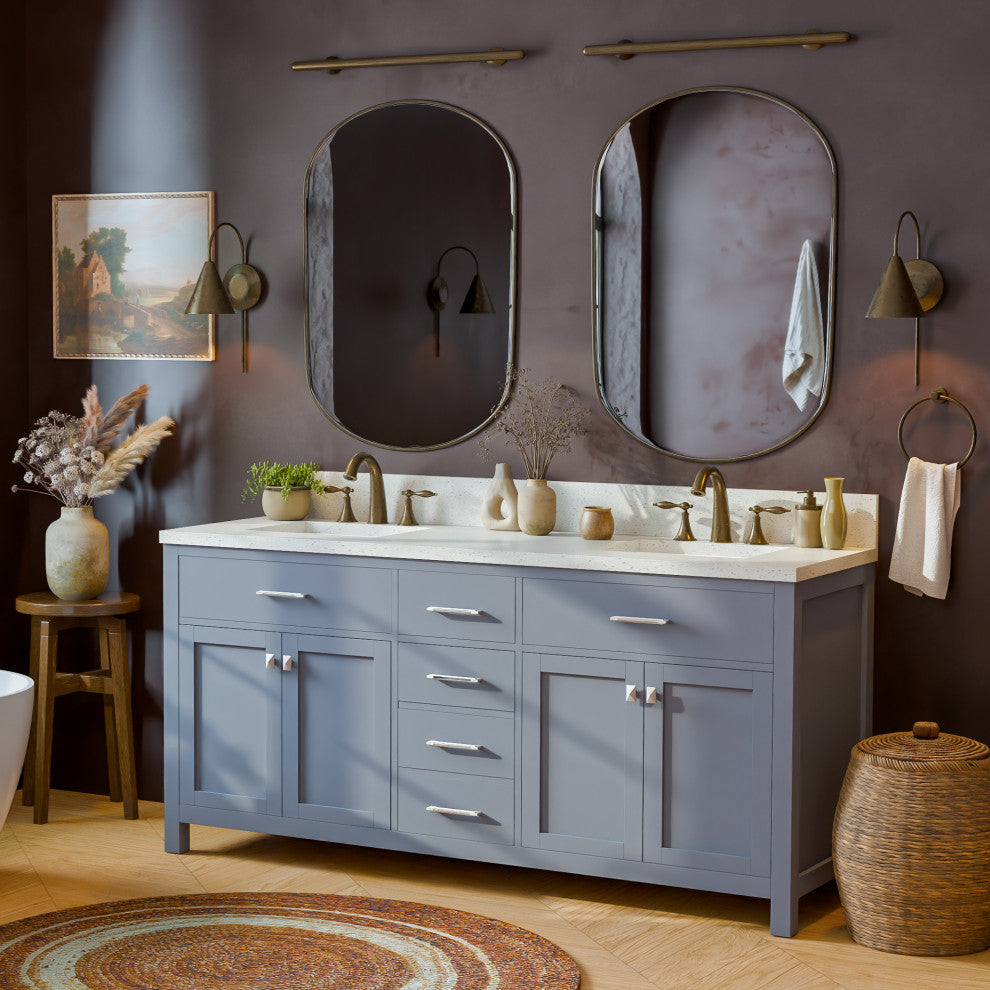 Caroline 72" Double Bathroom Vanity Set, Gray