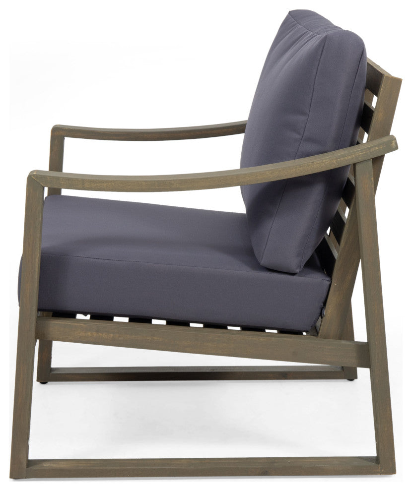 Johnlucas Outdoor Acacia Wood Loveseat and Coffee Table Set, Gray/Dark Gray