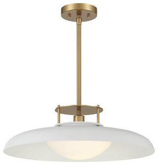 Gavin 1-Light Pendant, White With Warm Brass Accents