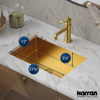 Karran Cinox Stainless Steel Rectangular Undermount Sink, Gold