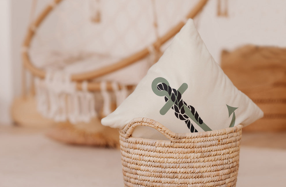 20x20" Anchored Nautical Decorative Indoor Pillow, Taupe