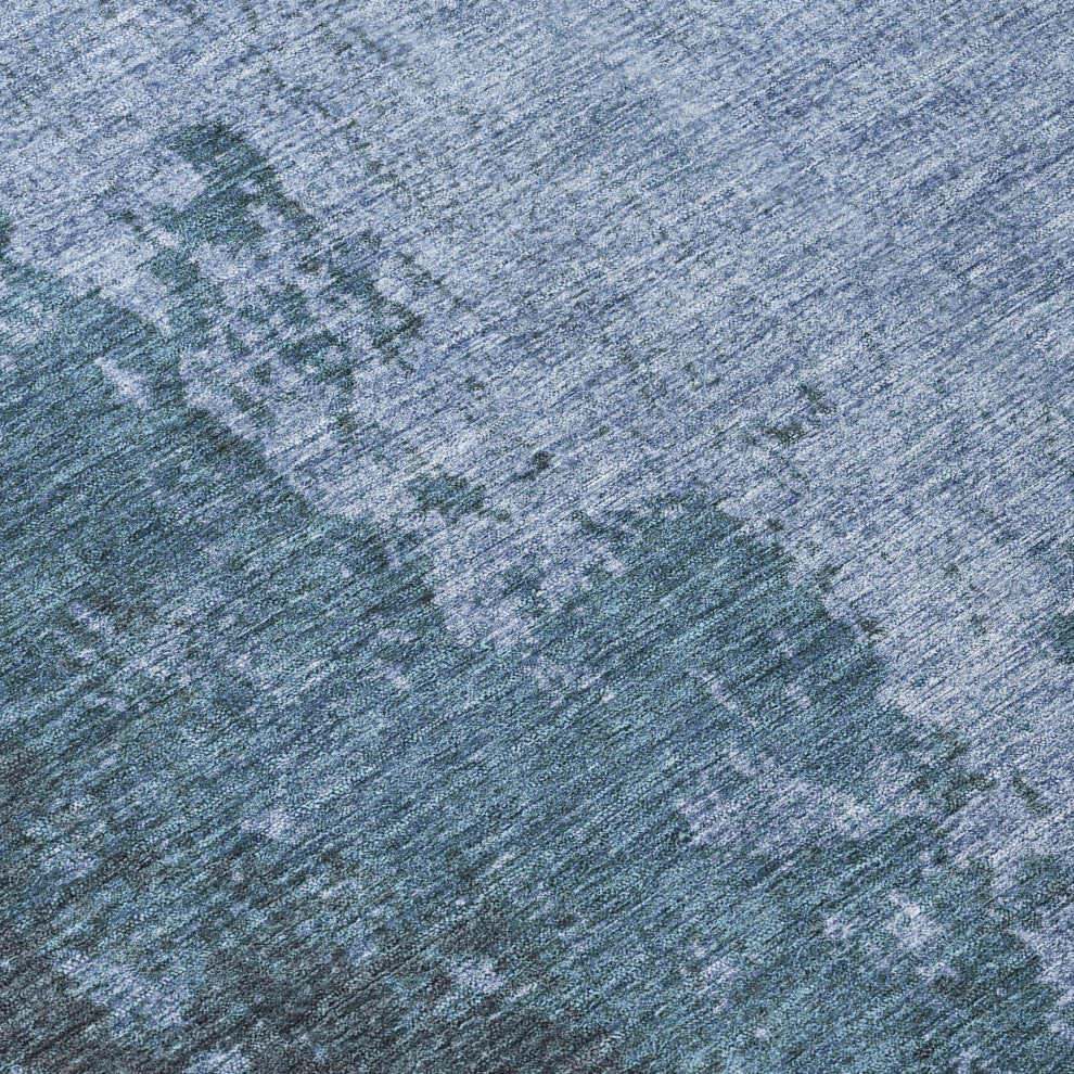Machine Washable Indoor/Outdoor Chantille ACN1912 Blue 8' x 8' Round Rug