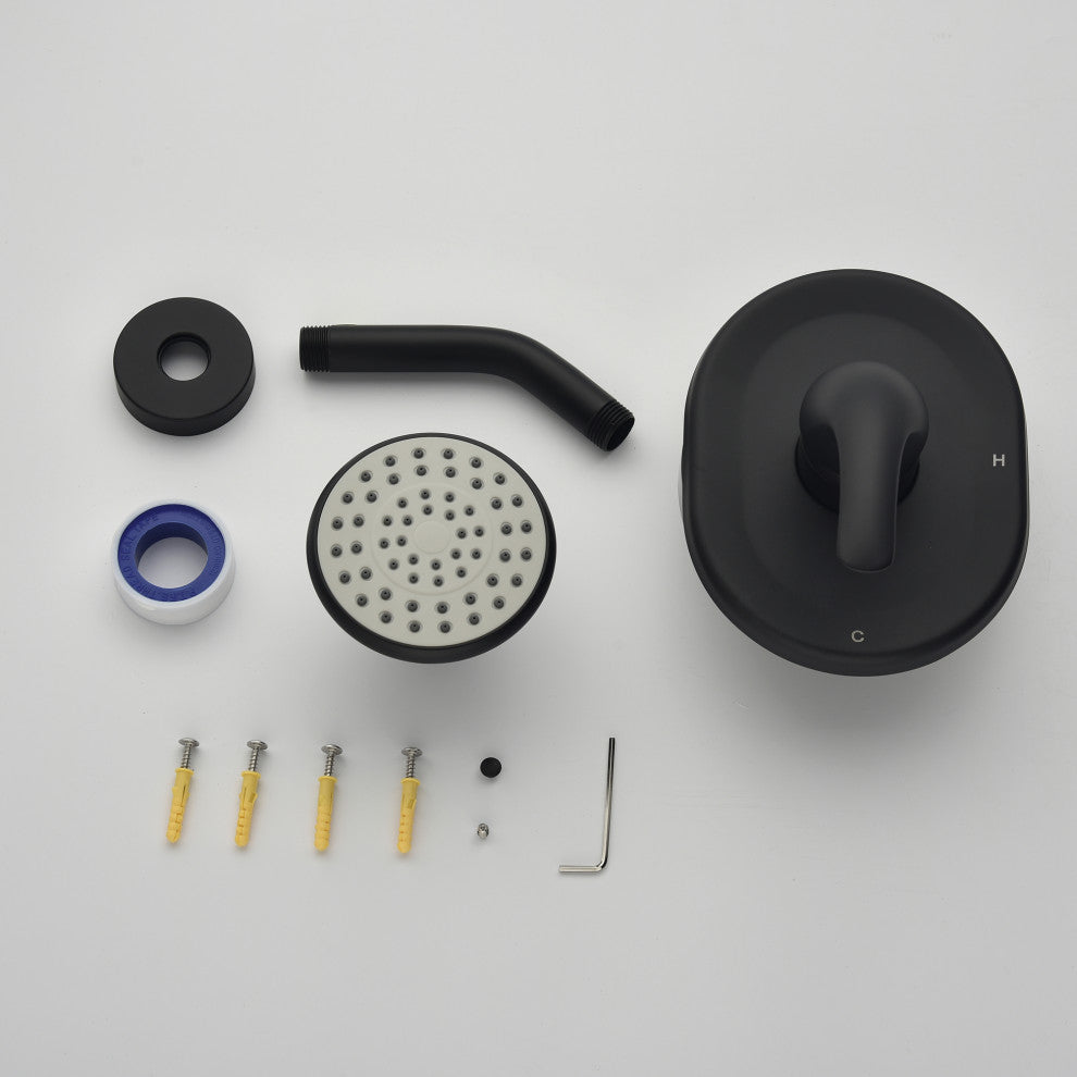 Wellfor Shower Faucet Set With Single-Spray Clean Shower Head, Matte Black
