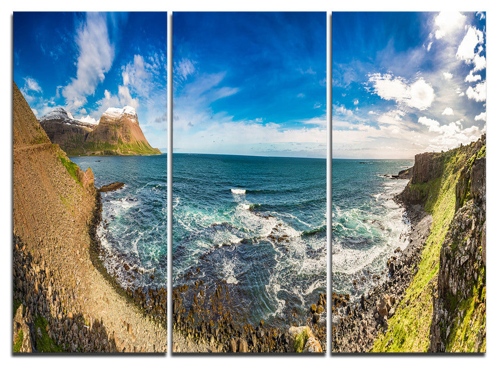"Arctic Sea and Coastline Panoramic View" Metal Wall Art, 3 Panels, 36"x28"