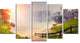 "Majestic Foggy Morning in Lake" Landscape Wall Art, 5 Panels, 60"x32"