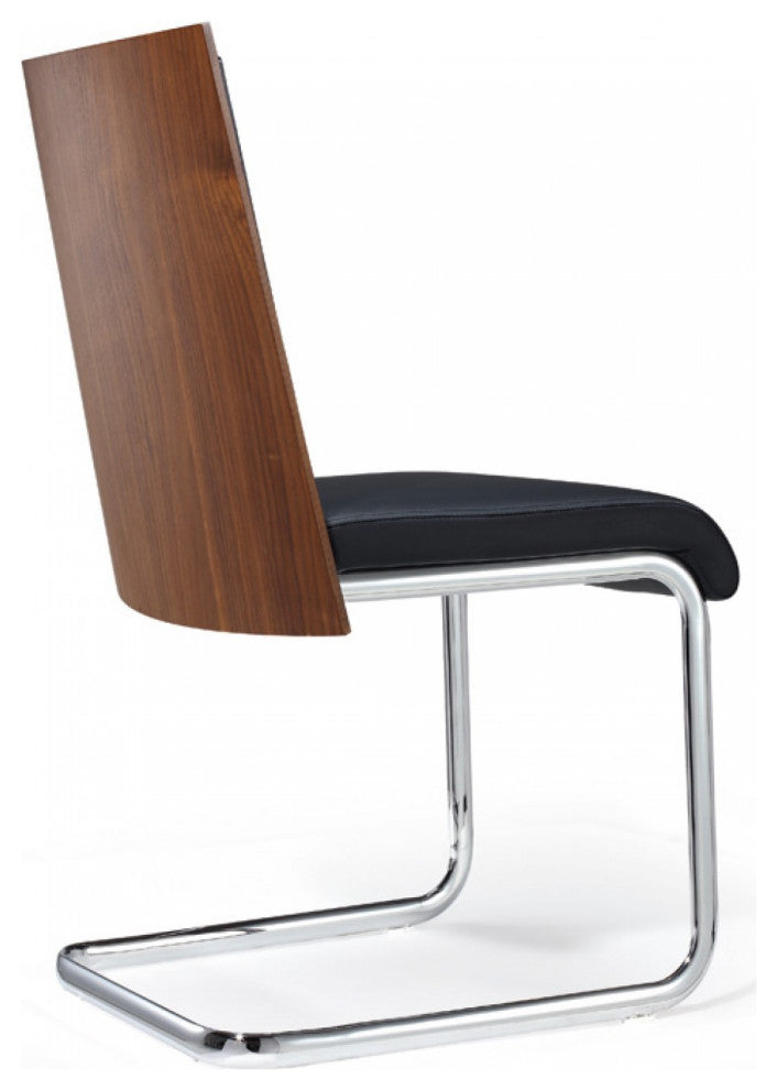 Morgan, Modern Black & Walnut Dining Chair, Set of 2