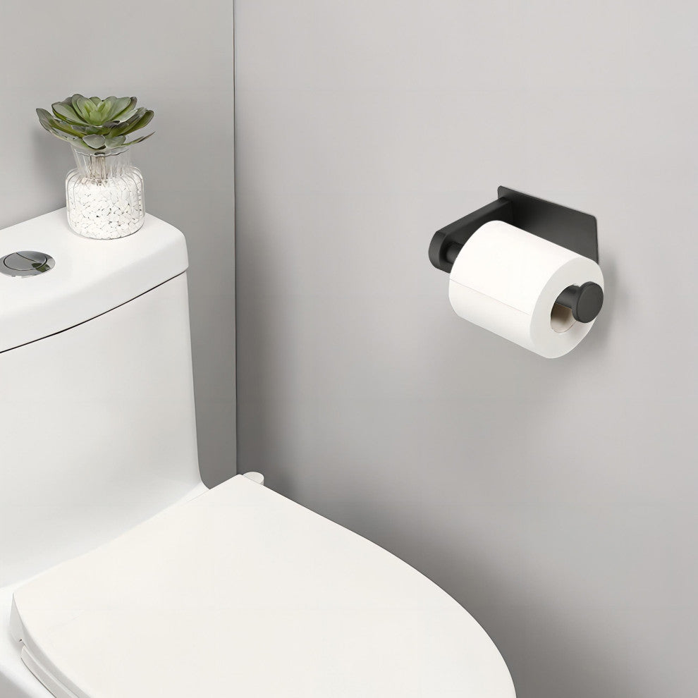 Wall Mounted Self-Adhesive Bathroom Toilet Paper Holder Roll Dispenser, Matte Black