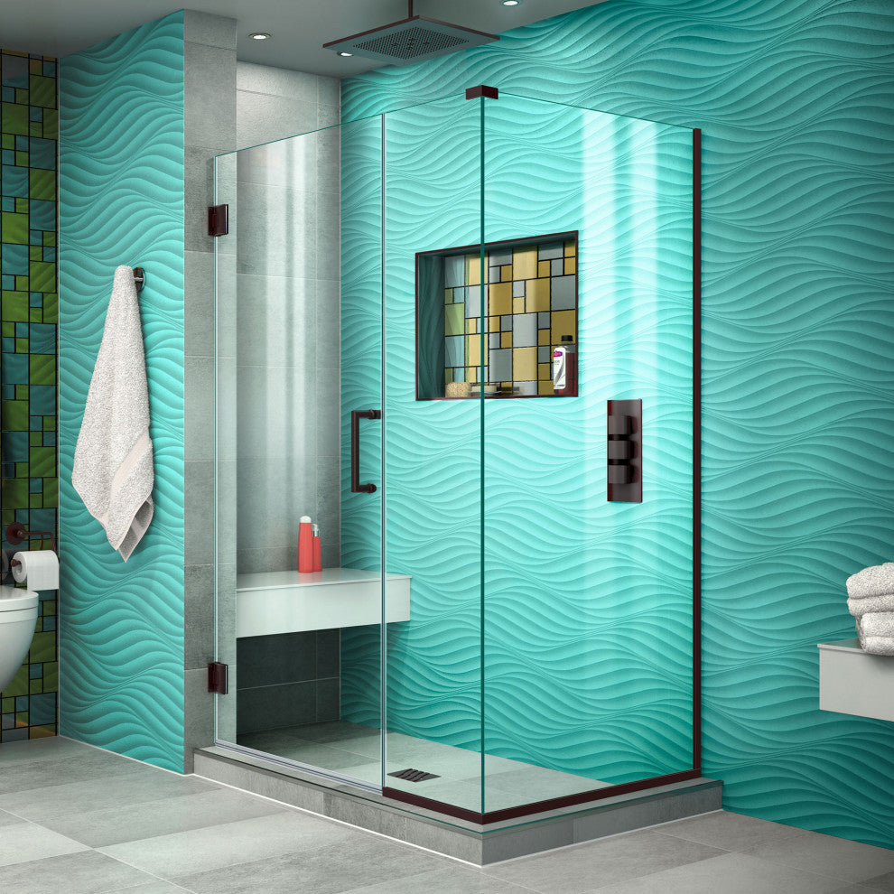 DreamLine Unidoor Plus Hinged Shower Enclosure Oil Rubbed Bronze, 38"x30.38"x72"