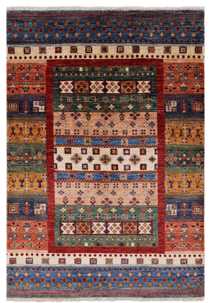 4' 3" X 6' 1" Tribal Persian Gabbeh Wool Rug Q4881