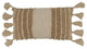 Poly Filled Tassel Edges Striped Throw Pillow With, 12"x20", Ivory