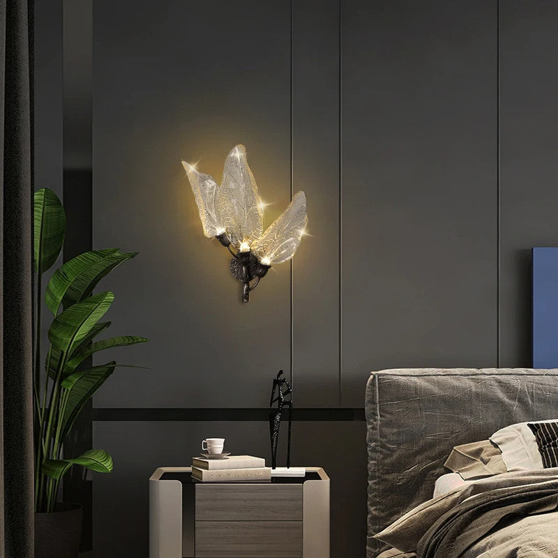 Madrid | Leaf Shaped LED Wall Lamp, Black, Non-Dimmable, Warm Light