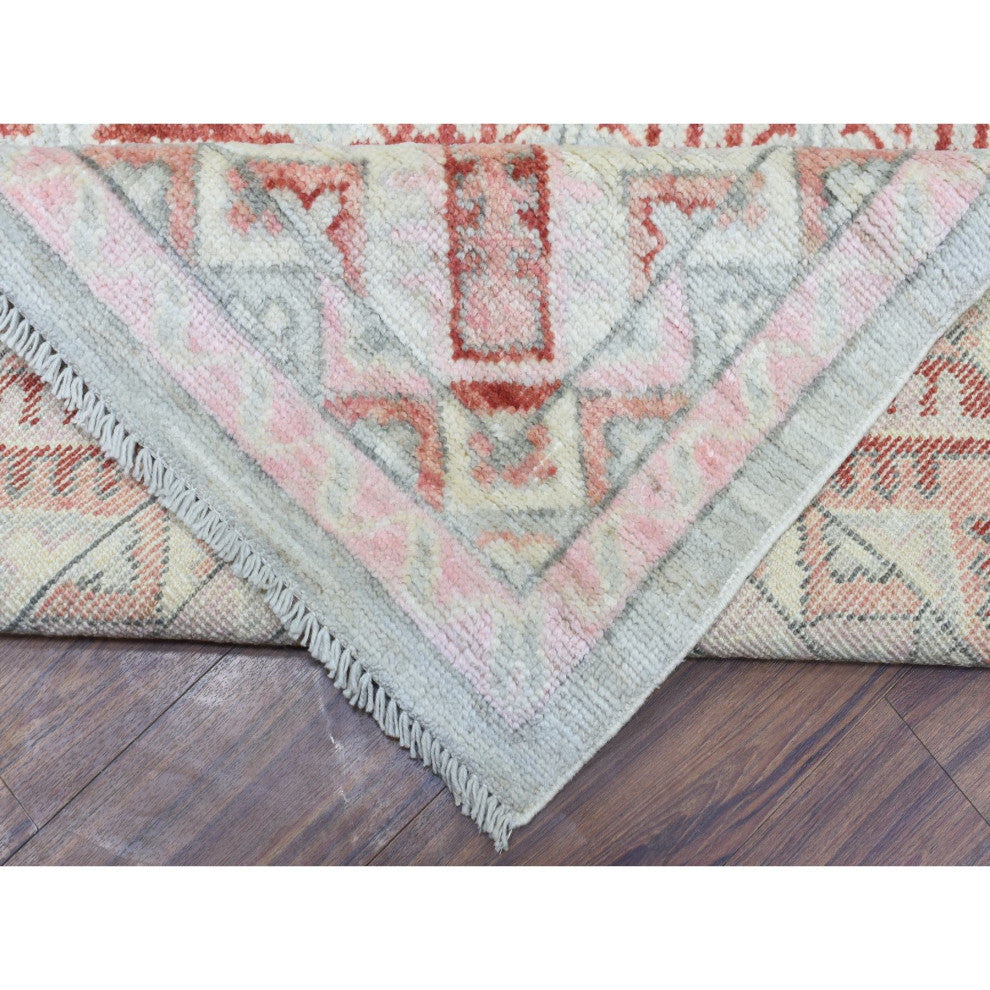 Red, Anatolian Village Inspired Style, Soft Wool Hand Knotted Rug, 9'0"x12'0"