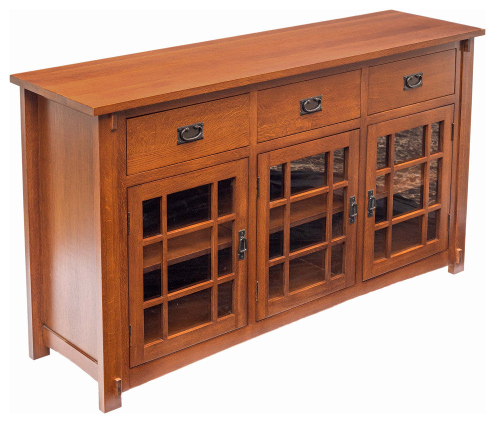 Mission Style Solid Oak Sideboard, Craftsman Style Oak TV Stand