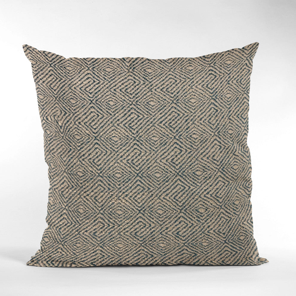 Plutus Blue Gem Plaid Luxury Throw Pillow, 12"x20"
