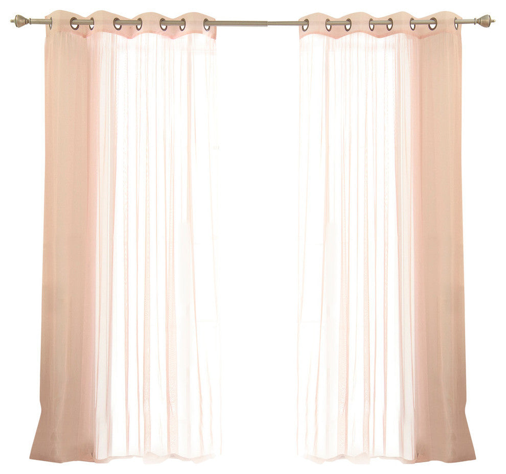 Colored Tulle Curtains, Dusty Pink, 84"