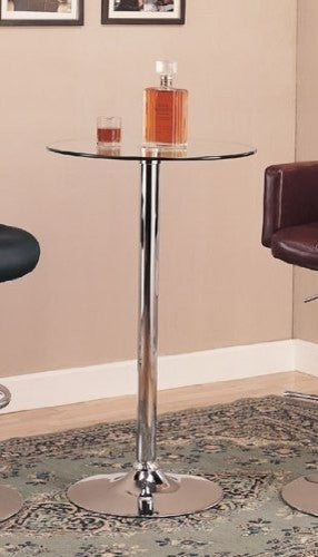 Coaster Abiline Modern Metal Glass Top Round Bar Table in Chrome