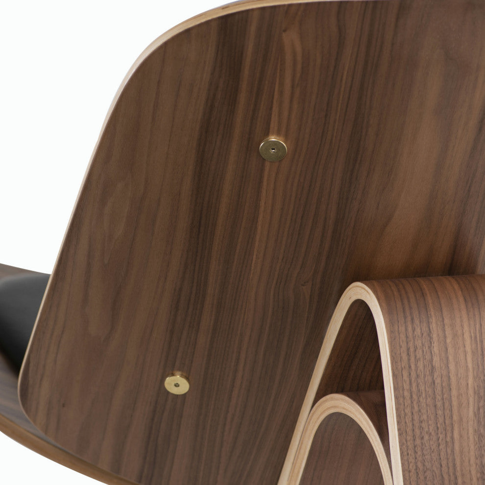 Artemis Lounge Chair in Black Leather and American Walnut Frame
