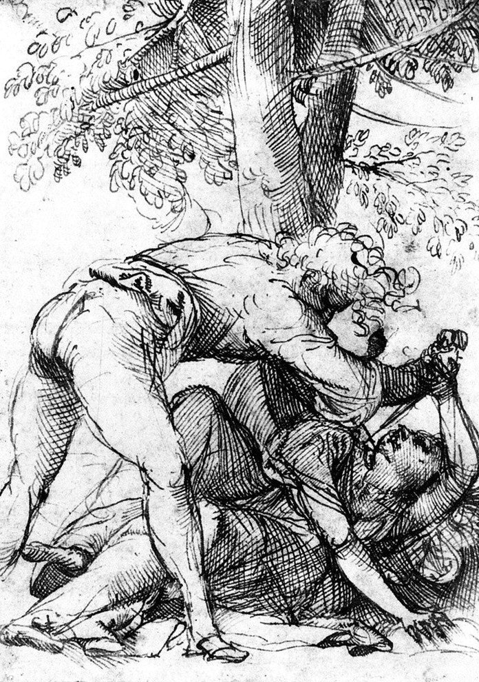 Titian The Vicious Husband, 18"x27" Wall Decal Print