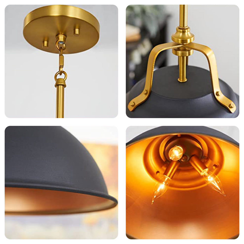Black dome light fixtures Modern metal lamp shade 3-Light pendant lamp