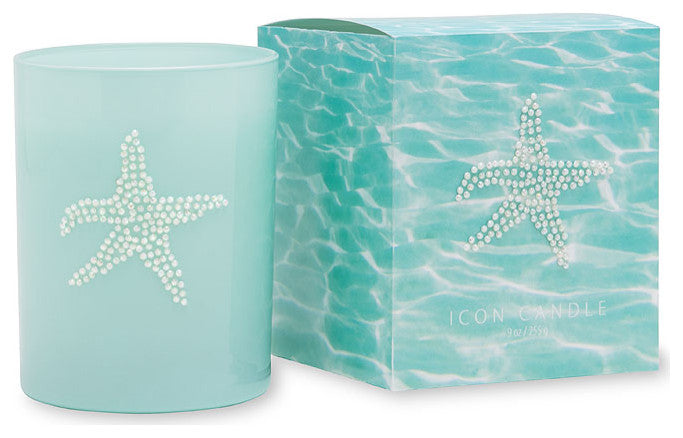 Blue Glass Icon Candle, Starfish