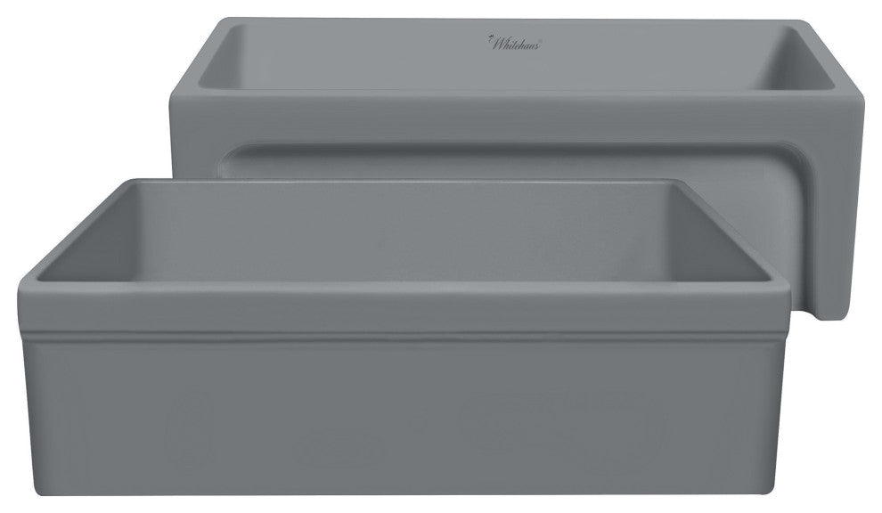 Whitehaus WHQ5530-M-CEMENT Glencove Fireclay Kitchen Sink, Matte Cement