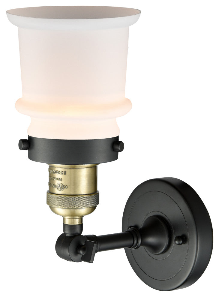 Small Canton 1-Light Sconce, Black Antique Brass, Matte White