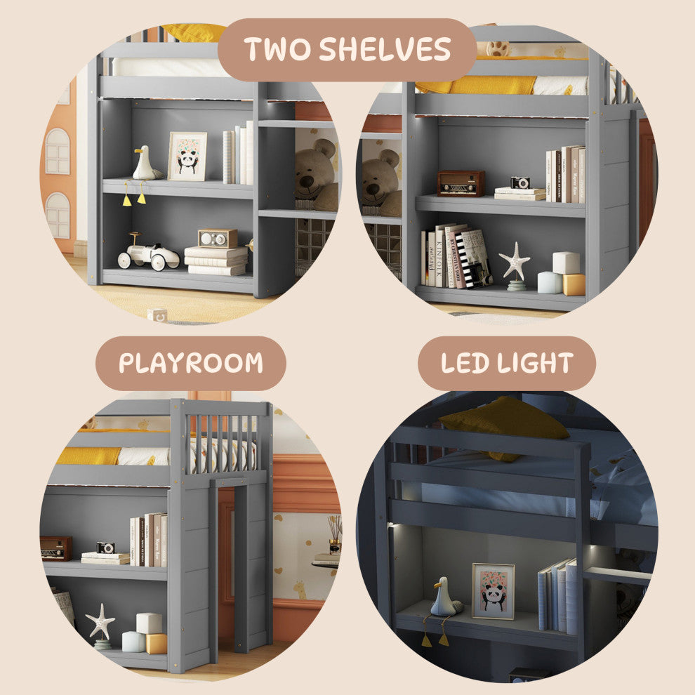 Gewnee Twin Size Kid Low Loft Bed