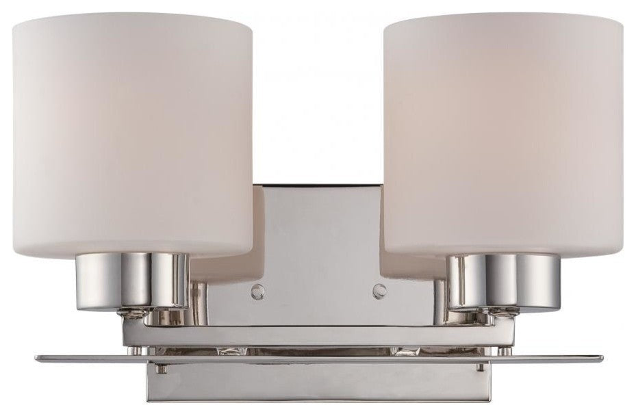 Nuvo 2-Light Parallel Vanity and Wall Light Fixture, Polished Nickel