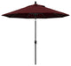 9' Matted Black Push-Button Tilt Crank Aluminum Umbrella, Burgundy Pacifica